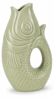 Produktbild von Fischvase 4Farben Porzellanvasen 22cm Vase Karpfenform Salbei 22 cm