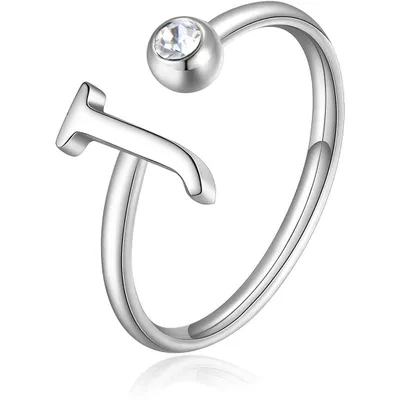 Image de Anneau élégant en acier J avec cristal Click SCK181