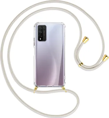 Produktbild von Handykette Backcover-Schutzhülle mit Band (Metall goldfarben) für Honor 10X Lite - broken white