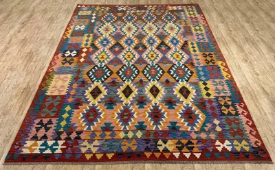 Produktbild von Teppich KELIM ORIGINAL | Farbe: Multi; Größe: 217x300 cm | strapazierfähig und leicht zu reinigen | Wohnzimmer | Schlafzimmer