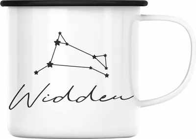 Produktbild von Trendation - Widder Sternzeichen Emaille Tasse Geschenk Horoskop Tierkreiszeichen (Schwarz)