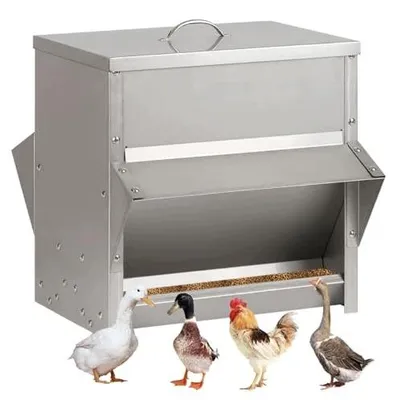 Zdjęcie produktu dla Karmnik automatyczny dla kurczaków 25 kg stal nierdzewna do gospodarstwa