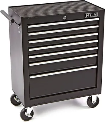 Produktbild von HBM Werkzeugwagen mit 7 Schubladen – 62 cm – Schwarz
