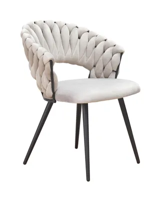 Produktbild von LC Home Esszimmerstuhl »Nancy« Flechtoptik Samt hellgrau / taupe Armlehnstuhl Designerstuhl