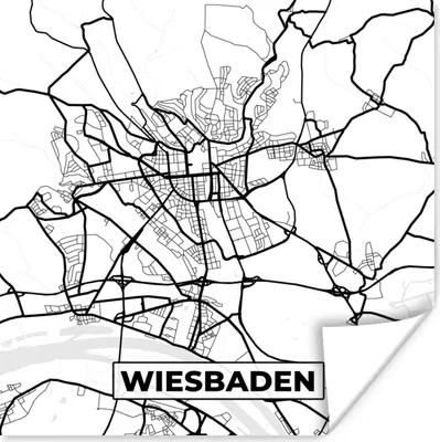 Produktbild von MuchoWow® Poster Wiesbaden - Karte - Stadtplan 50x50 cm - Wohnzimmerdekoration