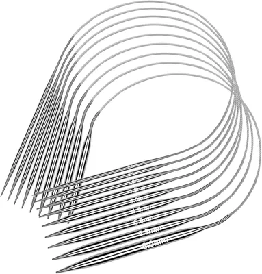 Productafbeelding van Set van 9 breinaalden van roestvrij staal - Geschikt voor truien en grote projecten - 100 cm lang - Diameter: 2,0 - 6,0 mm