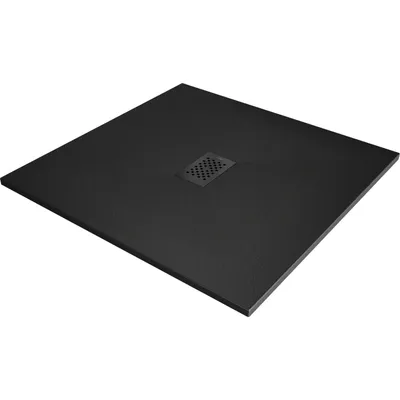 Zdjęcie produktu dla Mexen Hugo brodzik kwadratowy SMC 100 x 100 cm, czarny, maskownica czarna - 42701010-B