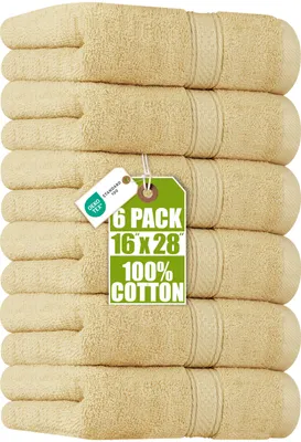 Productafbeelding van Utopia Handdoeken - Set handdoeken van katoen - 100% katoen, ultra zacht en zeer absorberend, 41x71 cm - set van 6 (beige)