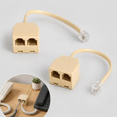 Productafbeelding van 2 stuks RJ11 telefoonsplitter 1 naar 2, telefoonadapter 6P4C