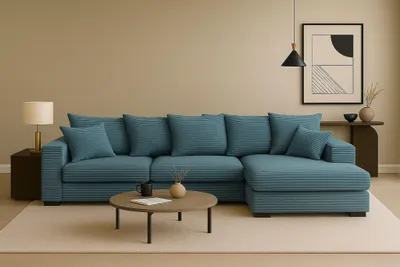 Produktbild von Kaiser Möbel  Sofa L-form, Couch L-form Gabon stoff Zoom Hellblau Ottomane Rechts