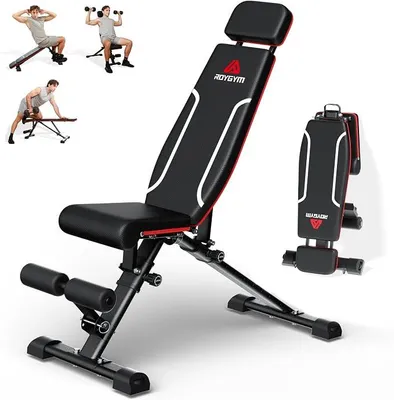 Produktbild von Hantelbank Klappbar, 300 kg/400 kg Hantelbank Multifunktion mit Erweiterte Rücken und Kopf und Wirbelsäulenstütze,Training Fitness Bauchtrainer mit Fach Verstellbarer Rückenlehne