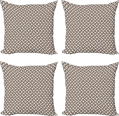 Produktbild von ABAKUHAUS Braun und Beige Kissenbezug Set (4 Stück), Zusammenfassung Moderne, Moderner Doppelseitiger Digitaldruck, 50 cm x 50 cm, Seal Braun und Beige