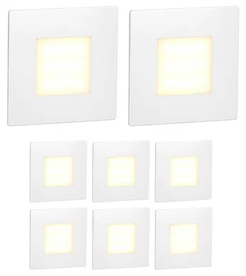 Productafbeelding van ledscom.de 8x LED-traplelamp/wandlamp FEX voor binnen en buiten, vierkant, 85 x 85 mm, warmwit