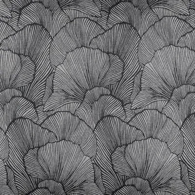 Produktbild von Vorhangstoff Dekostoff Jacquard Ginkgo Blätter schwarz ecru 135cm