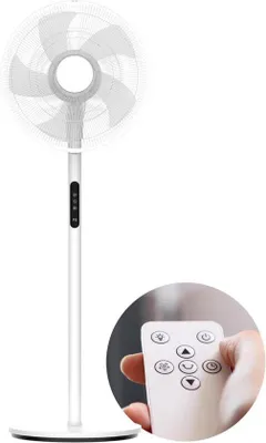 Immagine prodotto di Ventilatore da pavimento per soggiorno - Ventilatore da camera da letto con testa orientabile - Ventilatore silenzioso per le ondate di caldo - Raffreddamento con telecomando - Aria fresca in casa