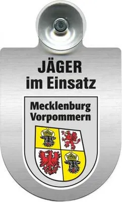 Produktbild von Einsatzschild mit Saugnapf - Jäger im Einsatz - 393821 incl. Regionenwappen Color - Region Mecklenburg-Vorpommern