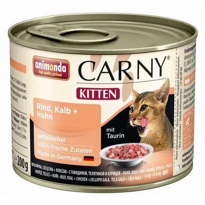 Produktbild von animonda Carny 4017721836999, Kitten, jede Rasse, Rind, Huhn, Kalbsfleisch, 200 g