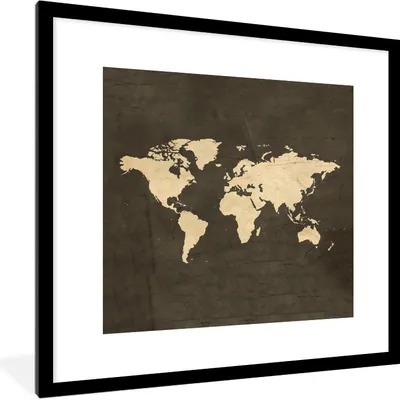 Produktbild von MuchoWow® MuchoWow® Gerahmtes Poster Weltkarte - Farben - Vintage 40x40 cm - Poster mit zchwarzem Bilderrahmen - Poster - Plakat im Rahmen