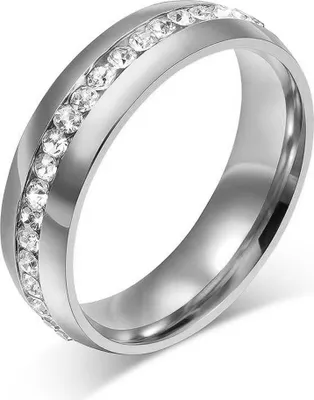Produktbild von Ring Edelstahl Damen Partnerring Ehering Trauring Zirkonia Kristall Strass Verlobungsring Herren Bandring silber 52 - Ø 16,64 mm