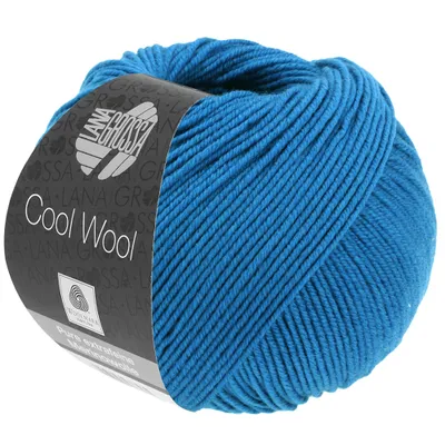 Immagine prodotto di Lana Grossa COOL WOOL 50 g di filato per maglieria di facile manutenzione in Lana extrafine 95 colori Colore 2103 - Blu