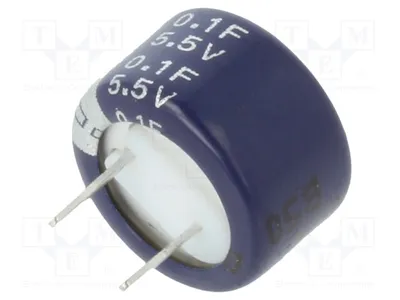 Immagine prodotto di 1 condensatore: elettrolitico, 100 mF, supercondensatore 5,5 VDC, modello KW-5R5C104-R, marca Superko