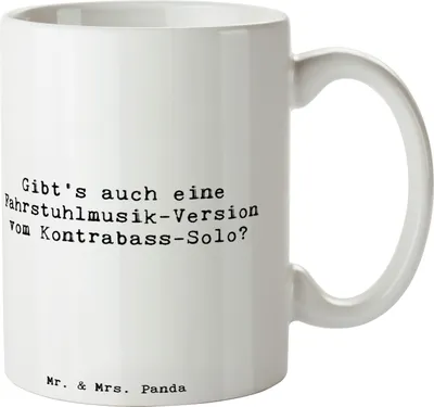 Produktbild von Mr. & Mrs. Panda Kaffeebecher Spruch Kontrabass Solo - Weiß - Geschenk, Kaffeetasse, Streichinstrument, Musik, Musiker, Tasse, milchkaffeetasse, Jazzbands, Lernen, Humor
