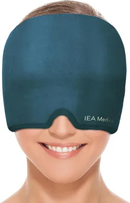 Produktbild von IEA Medical Migräne Maske blau, Kühlmaske, Wärmemaske, Schlafmaske kühlend, Migräne Mütze, Kopfschmerzen Mask