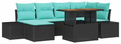 Productafbeelding van vidaXL Tuinset, 7-delig, zwart, polyrotan