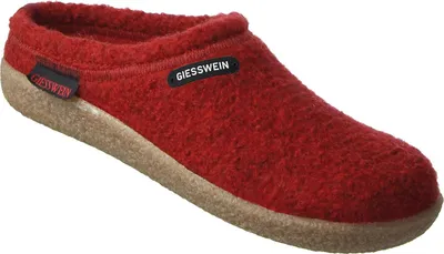 A red slipper on a white background.