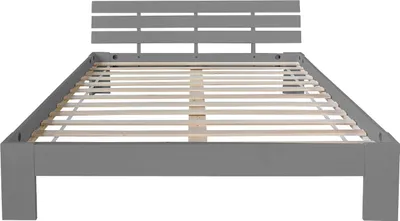 Obrázok produktu pre Homestyle4u drevená posteľ manželská posteľ 140x200 s matracom a lamelovým roštom posteľ šedá drevo borovica rám postele futon posteľ