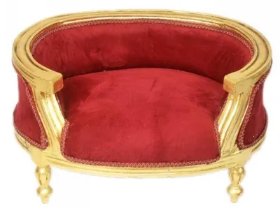 Image de Casa Padrino Canapé baroque pour chiens et chats Bordeaux / Or Lit pour chien et chat