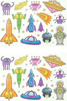 Produktbild von Oblique Unique Temporäre Tattoos Klebetattoos Kinder Tattoo Set Weltraum 56 Stk mit Astronauten Raketen Ufos Sterne