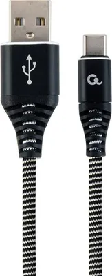 Immagine prodotto di gembird Baumwoll USB-Ladekabel Typ C, 1 m, schwarz/weiß