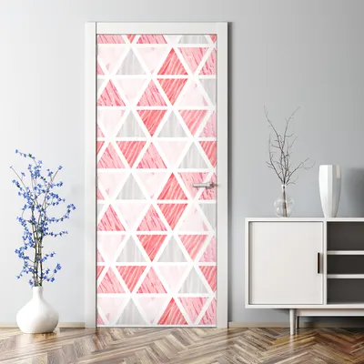 Produktbild von Dekorative Türdekoration selbstklebend Klebefolie Tür Tattoo Aufkleber Rosa Dreiecke 85 x 200 cm