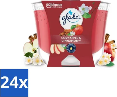 Obrázok produktu pre Glade - sviečka s vôňou jablka a škorice - 100 % repkový vosk - 204 g - hodnotné balenie - 24 kusov
