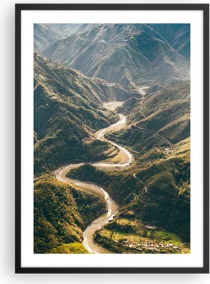 Produktbild von Gerahmtes Poster - Schwarzer Rahmen - Berge Weg Wald - 50x70 cm - Wand Bild - Wanddeko - Wandbilder - Kunstposter - Wandposter - Bilderrahmen - Bilder - Kunstdruck - Wanddekoration - P2BPA50x70-4700