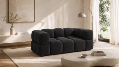 Produktbild von Kaiser Möbel Sofa 2-Sitzer, Couch, Veloursstoff Bluvel, Schwarz, Averro