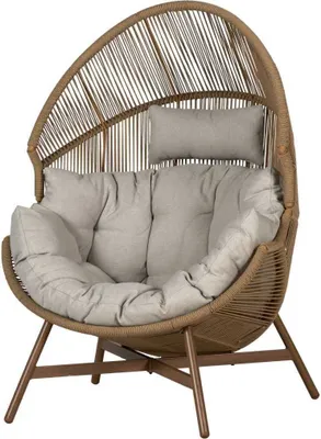 Produktbild von Gartensessel Benny, natur, aus Stahl und Rattan, B 98 x T 100 x H 142 cm