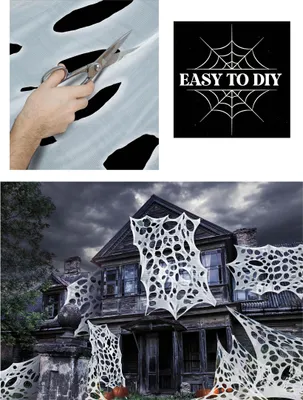 Immagine prodotto di Halloween Ragnatela Decorazione Creativa Effetti Spaventosi Casa Fantasmi Tema Eerie Trasformazione Bianco Decor Per Feste Giardino, Colore: Grigio