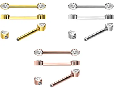 Produktbild von Brustwarzenpiercing, Zungenpiercing, Intim-Piercing Titan Nippelpiercing mit Innengewinde KRISTALLTROPFEN