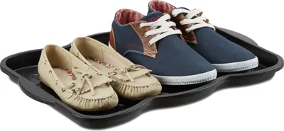 Produktbild von Relaxdays Schuhabtropfschale klein, Kunststoff Schuhablage f. 4 Schuhe, Profil Schmutzfang HBT: 3 x 50 x 38 cm, schwarz