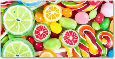 Produktbild von Tulup Glas-Bild -140x70- Wandkunst Dekorative Wand für Küche & Wohnzimmer - Essen & Getränke - Bunte Süßigkeiten - Mehrfarbig