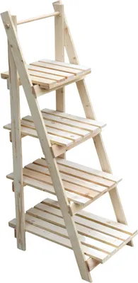 Immagine prodotto di holz4home® Scala portavasi con 4 ripiani I Dimensioni: 52,5 x 109 x 35 cm I Scala portavasi in legno di abete chiaro I Scaffale portavasi Scala decorativa Giardino Terrazza