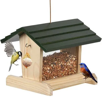 Produktbild von Hängende Vogelfutterbox, Holz, 20x23x20 cm, für Garten, Balkon
