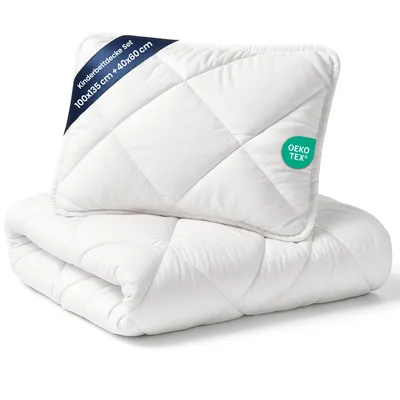 Produktbild von Baby Bettdecke und Kissen Kinderdecke 100x135 cm - Kinderbettdecke Kinder Bettdecken Set und Decke für Kleinkind Babybett Mikrofaser -Zer