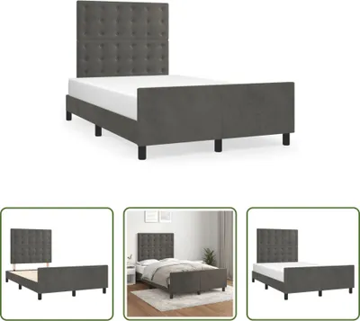 Produktbild von The Living Store Bettgestell mit Kopfteil Dunkelgrau 120x190 cm Samt