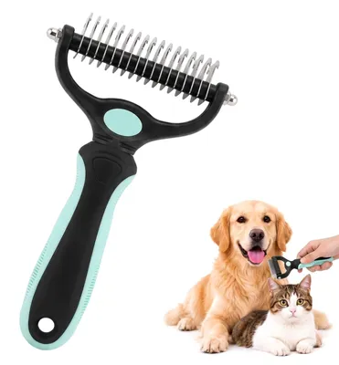 Tierbürste doppelseitig, 17+9 Edelstahlzähne, für Hunde & Katzen