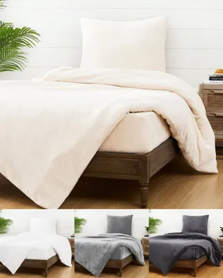 A collage of bedding sets in different colors.