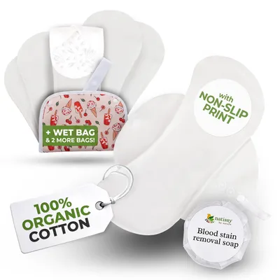 Image de Serviettes hygiéniques réutilisables en Coton, lot de 6