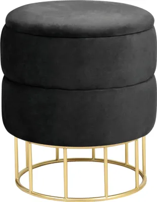Produktbild von Akord Pouf Goldener Samt Flaschengrün 39X39X40 Cm